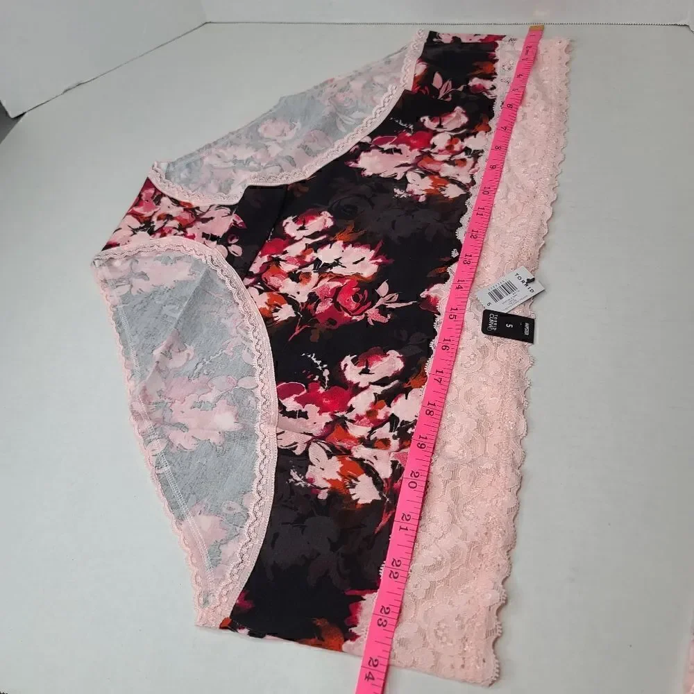 5X 28W Torrid Pink Floral Hipster Panty Wide Lace Cotton Mid Rise Stretch roses